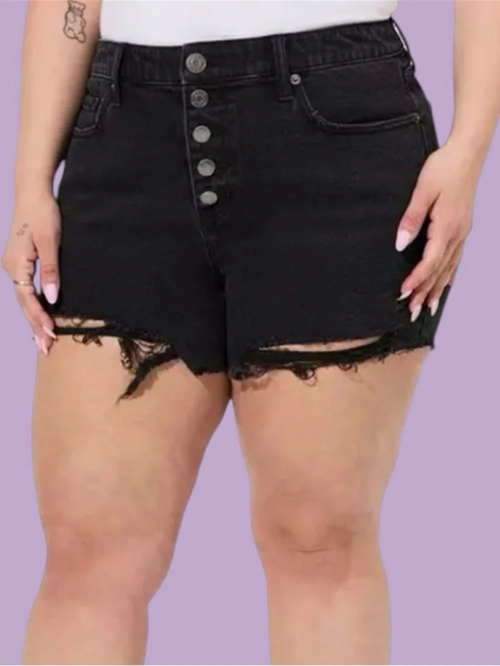 Torrid Black Stretch and Rigid 3.5 High Rise Button Fly Shorts Sz16